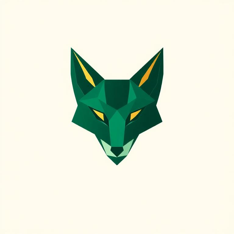 Geometric emerald fox head logo mark.